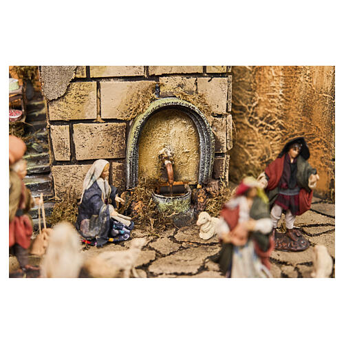 Village modulaire complet crèche napolitaine 12 cm avec mouvement 125x320x70 cm 12