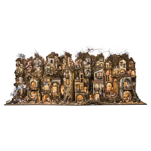 Borgo modulare completo presepe napoletano 12 cm con movimento 125x320x70 cm 1