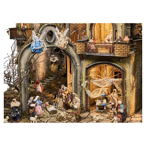 Borgo modulare completo presepe napoletano 12 cm con movimento 125x320x70 cm 8