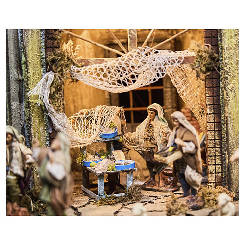 Borgo modulare completo presepe napoletano 12 cm con movimento 125x320x70 cm 9