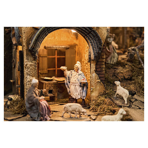 Borgo modulare completo presepe napoletano 12 cm con movimento 125x320x70 cm 10