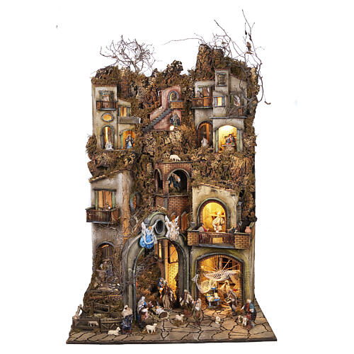 Borgo modulare completo presepe napoletano 12 cm con movimento 125x320x70 cm 13