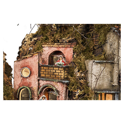Borgo modulare completo presepe napoletano 12 cm con movimento 125x320x70 cm 16