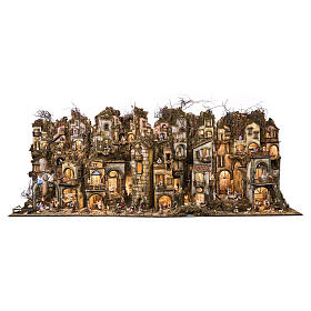 Complete Modular Neapolitan Nativity Village 12 cm with Movement, 125x320x70 cm