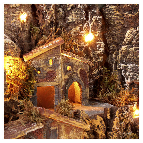 Village illuminé avec four 50x40x50 cm crèche 8-10 cm napolitaine 5