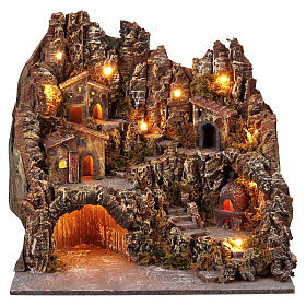 Borgo illuminato con forno 50x40x50 cm presepe 8-10 cm Napoletano