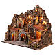 Pueblo 60x35x50 cm Iluminado con horno molino y fuente belén napolitano de 8-10 cm, s3