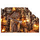 Aldeia Iluminada 60x35x50 cm com forno, moinho e fonte para presépio napolitano 8-10 cm s6