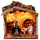 Capanna con Natività luce e movimento presepe napoletano 15 cm s1