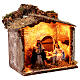 Capanna con Natività luce e movimento presepe napoletano 15 cm s3
