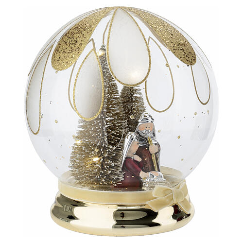 Sphère avec pétales dorés et Nativité 20 cm Bagutta 3