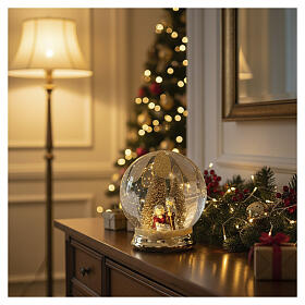 Sfera con petali dorati e Natività 20cm Bagutta