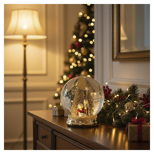 Snow globe with Nativity and golden petals, 20cm Bagutta 2
