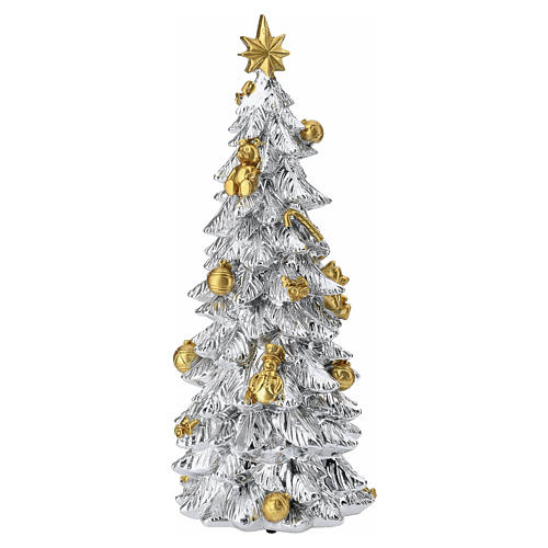 Boîte à musique sapin de Noël argent et or 30 cm Bagutta 3