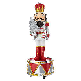 Nussknackerfigur mit Spieluhr – Farbgebung weiß-rot, 20 cm, Bagutta