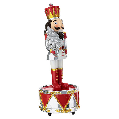 Nussknackerfigur mit Spieluhr – Farbgebung weiß-rot, 20 cm, Bagutta 3