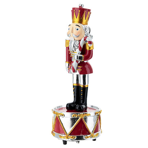 Caixa de música quebra-nozes com bastão vermelho e prateado 20 cm Bagutta 3