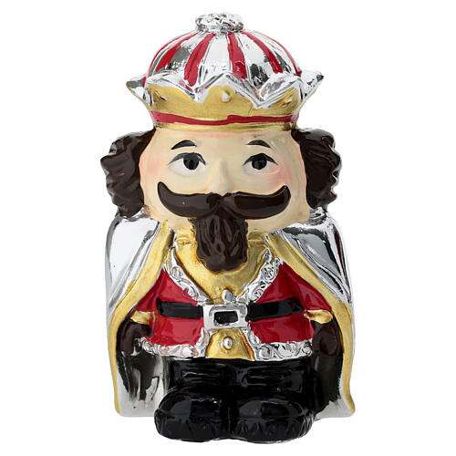 Estatua Cascanueces decoraciones plateadas y rojas 7cm Bagutta 1