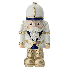 Quebra-nozes soldado elegante em resina branca, ouro e azul-marinho 12 cm Bagutta
