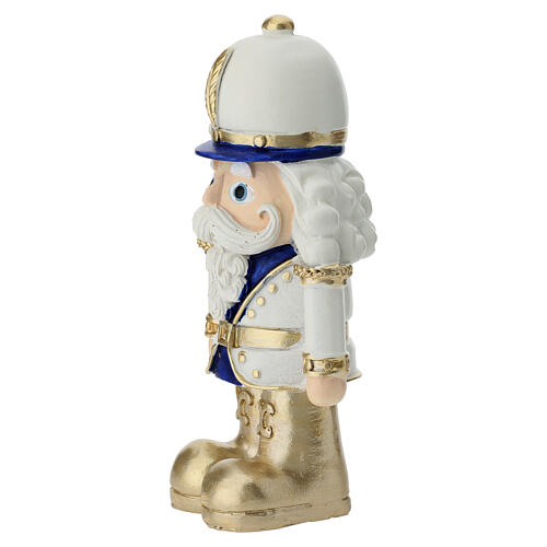 Elegant Nutcracker Soldier in White, Gold and Navy Blue Resin, 12 cm by Bagutta 2