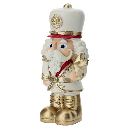 Quebra-nozes soldado elegante em resina branca com estrela dourada 15 cm Bagutta 2