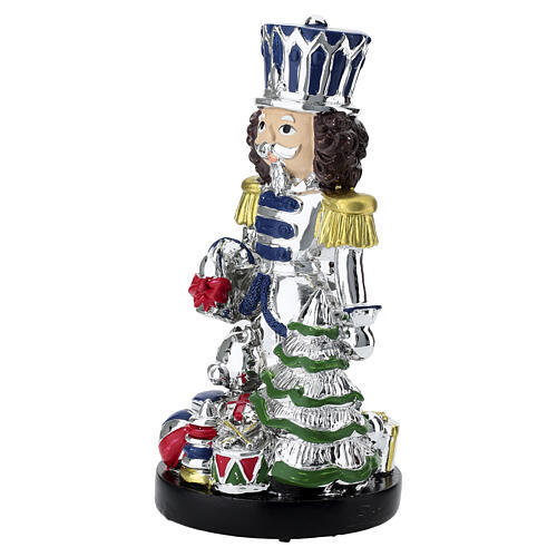 Silver nutcracker Christmas music box, 8 in, Bagutta 2