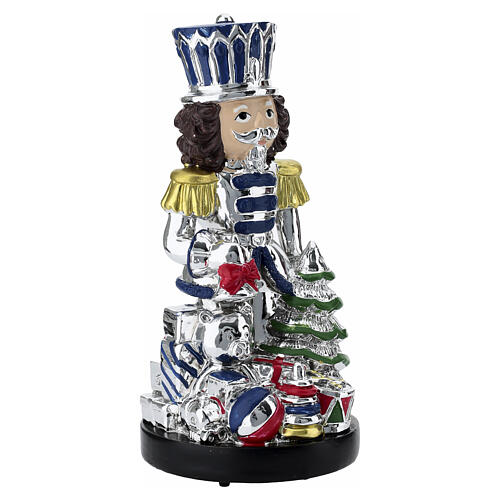 Silver nutcracker Christmas music box, 8 in, Bagutta 3