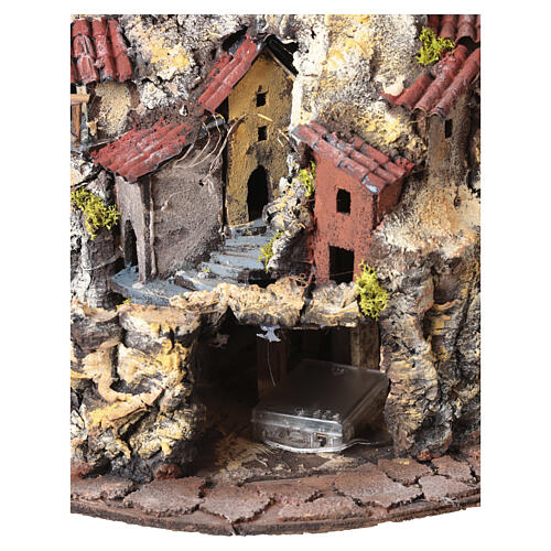 Escena belén redonda 65x40 cm hilo luz led blanco cálido belén napolitano 6 cm 7