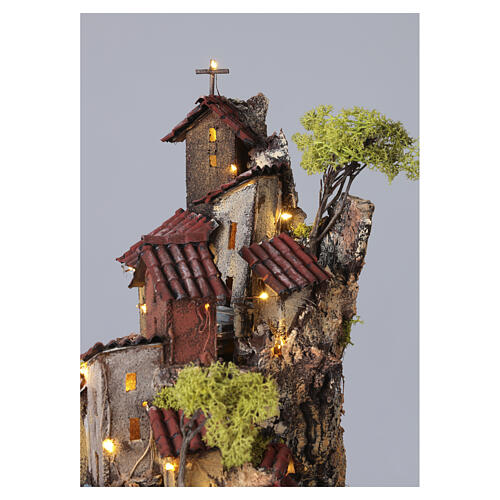 Scena szopka okrągła 65x40 cm, światełka LED białe ciepłe - szopka neapolitańska 6 cm 2