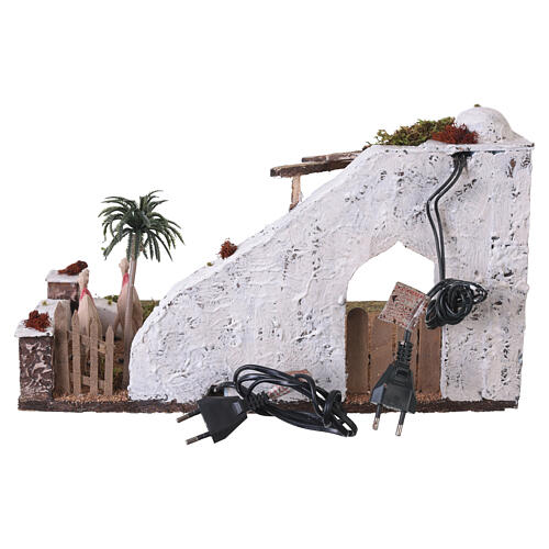 Cabana com camelos e fogo estilo oriental 20x40x30 cm para presépio de 10 cm 6