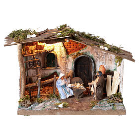 Nativity stable with motion, 20x35x25 cm, for 10 cm Neapolitan Nativity Scene