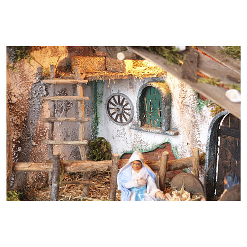 Nativity stable with motion, 20x35x25 cm, for 10 cm Neapolitan Nativity Scene 4