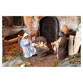 Cabane de la Nativité avec mouvement 20x35x25 cm crèche napolitaine 10 cm