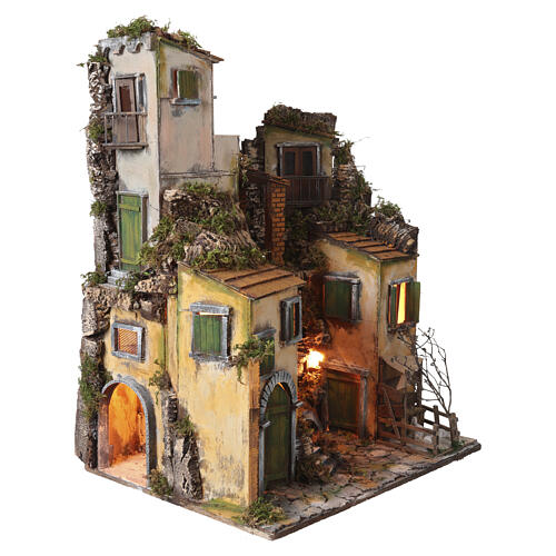 Aldeia com cercado de ovelhas 65x50x40 cm presépio napolitano de 8-10 cm 3