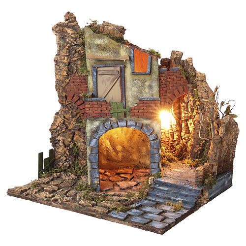 18th-century style Nativity Scene with arch, 50x50x40 cm, for 8-10 cm Neapolitan Nativity Scene 5