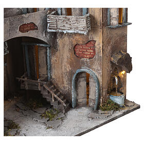 Borgo presepe stile 700 con fontana 45x60x35 cm presepe napoletano 10 cm