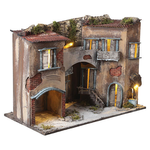 Nativity Scene Village 18th Century Style with Fountain 45x60x35 cm Neapolitan Set 10 cm 4