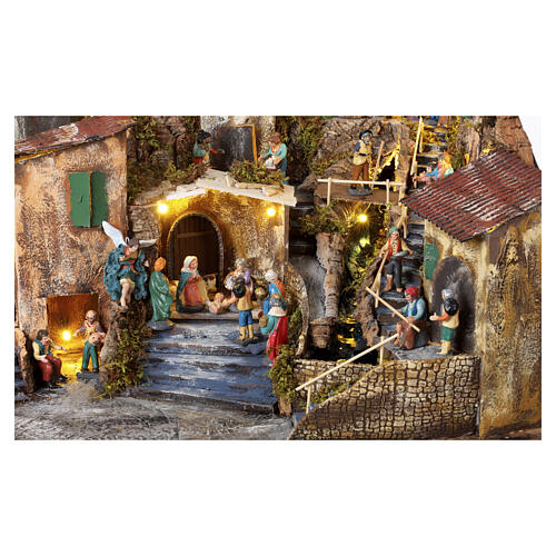 Ancient village complete with figurines and accessories, 40x85x55 cm, for 6-10 cm Neapolitan Nativity Scene 4