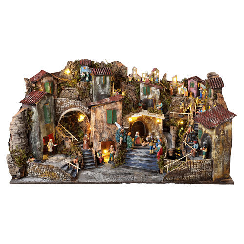 Antico borgo completo di statuine 40x85x55 cm presepe napoletano 6-10 cm 1