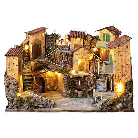 Village cabane et fontaine 35x60x45 cm crèche napolitaine 10 cm