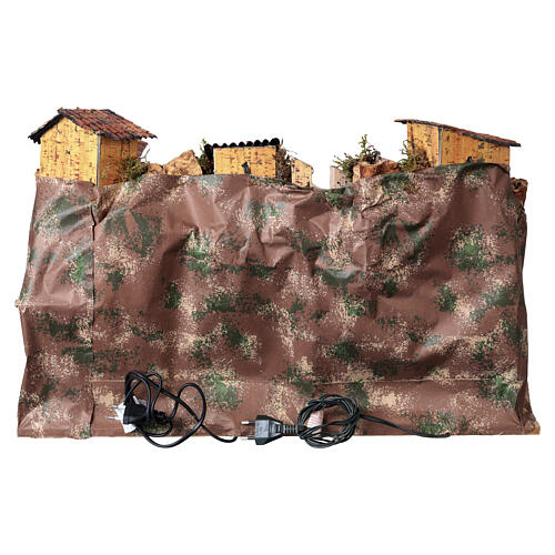 Borgo capanna e fontana 35x60x45 cm presepe napoletano 10 cm 7