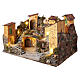 Borgo capanna e fontana 35x60x45 cm presepe napoletano 10 cm s2