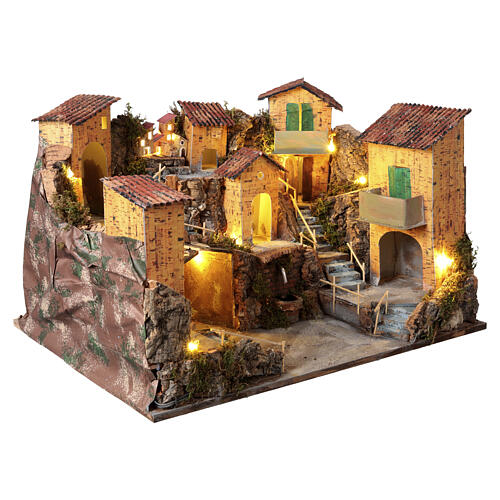 Village Stable and Fountain 35x60x45 cm Neapolitan Nativity Set 10 cm 4
