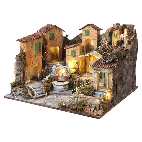 Village crèche style 700 arches et fontaine 35x55x50 cm crèche napolitaine 8-10 cm 5