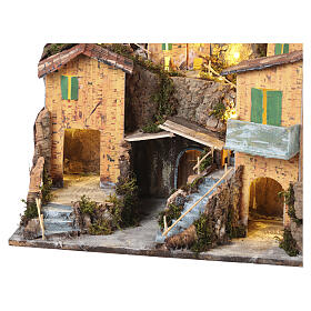 Ancien village illuminé 30x45x40 cm crèche napolitaine 10 cm