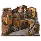 Lighted village with houses 25x35x35 cm Neapolitan nativity scene 8-10 cm s1