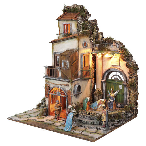 Szopka styl neapolitański XVIII wiek, z figurkami 12 cm, 65x60x50 cm 3