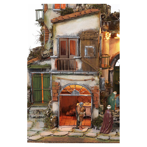 Szopka styl neapolitański XVIII wiek, z figurkami 12 cm, 65x60x50 cm 4