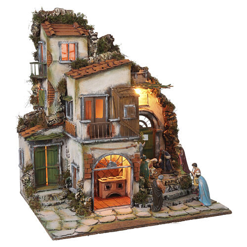 Szopka styl neapolitański XVIII wiek, z figurkami 12 cm, 65x60x50 cm 5