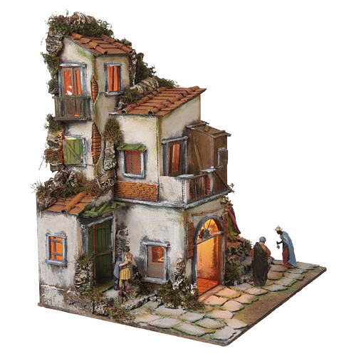 Szopka styl neapolitański XVIII wiek, z figurkami 12 cm, 65x60x50 cm 7